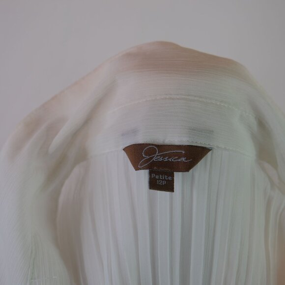 Jessica Simpson White Mesh Button Down Long Sleeve Top Size 12 - Picture 3 of 7